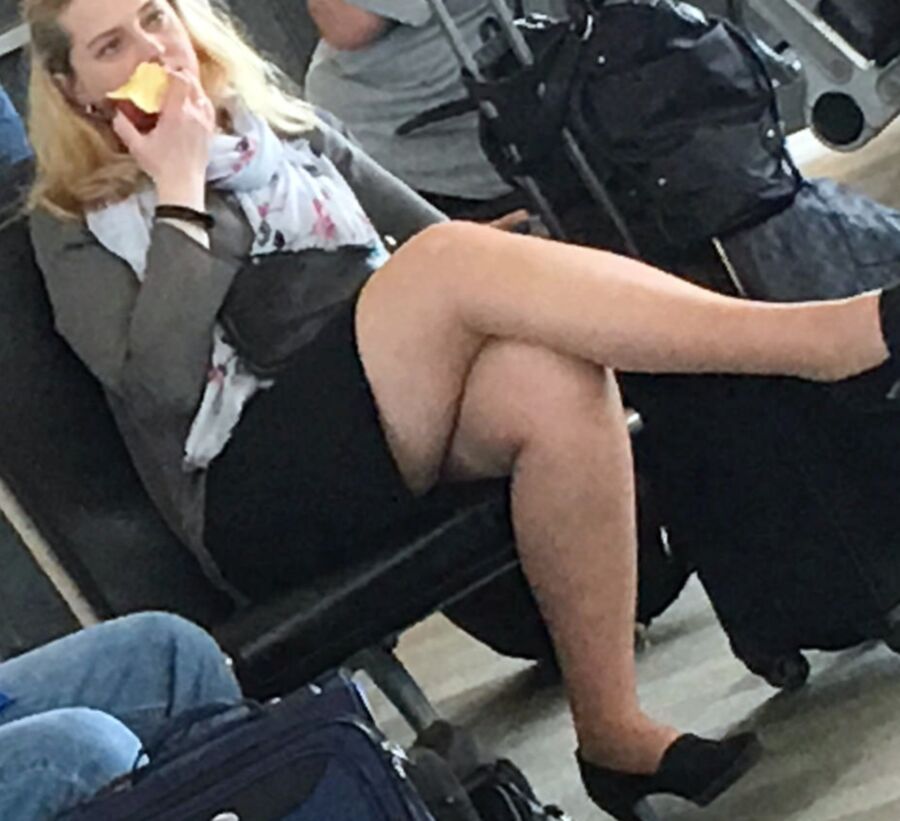 Crossed Legs posed on Planes and in Airports 19 of 424 pics