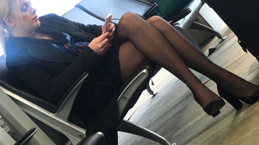 Crossed Legs posed on Planes and in Airports 9 of 424 pics