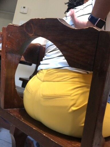 Sneaky shots of  friend in yellow pants with her muscle booty 7 of 29 pics