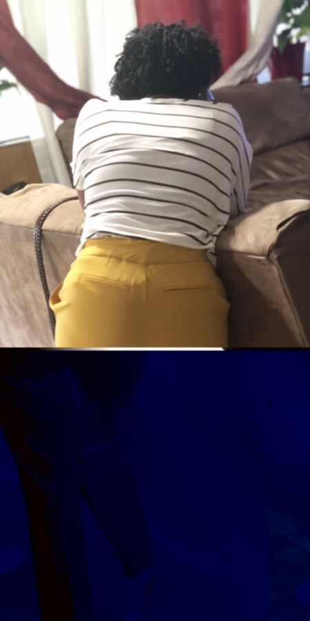 Sneaky shots of  friend in yellow pants with her muscle booty 1 of 29 pics