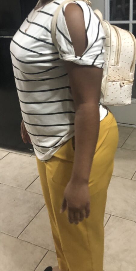 Sneaky shots of  friend in yellow pants with her muscle booty 23 of 29 pics
