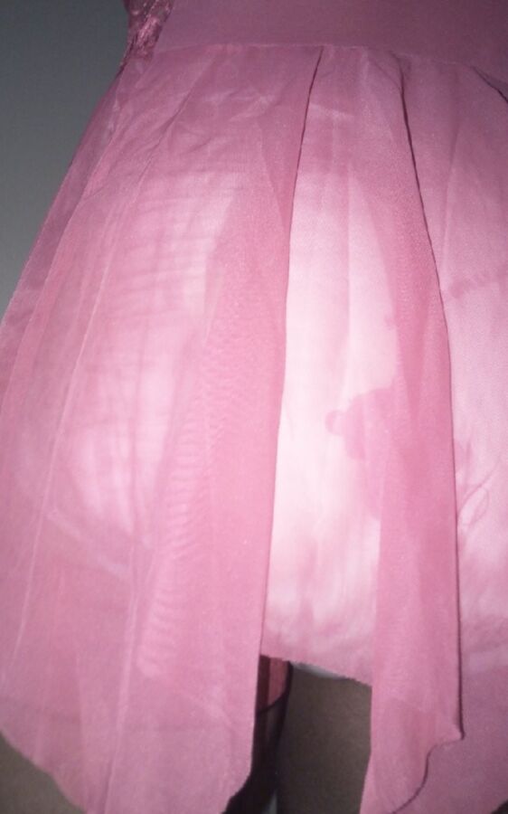 Swiss Sissy Diaper under pink dress 3 of 4 pics