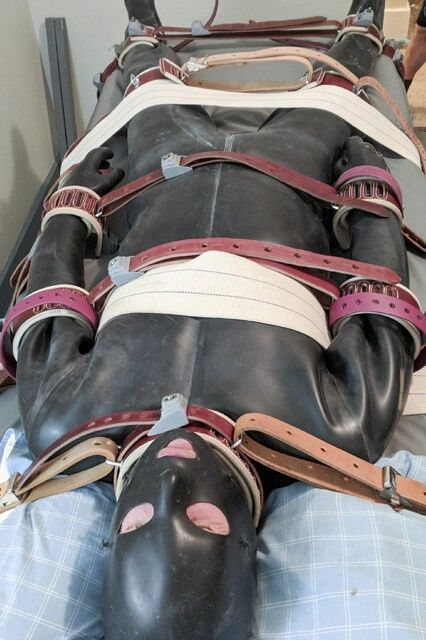 Heavy Male Rubber Bondage.