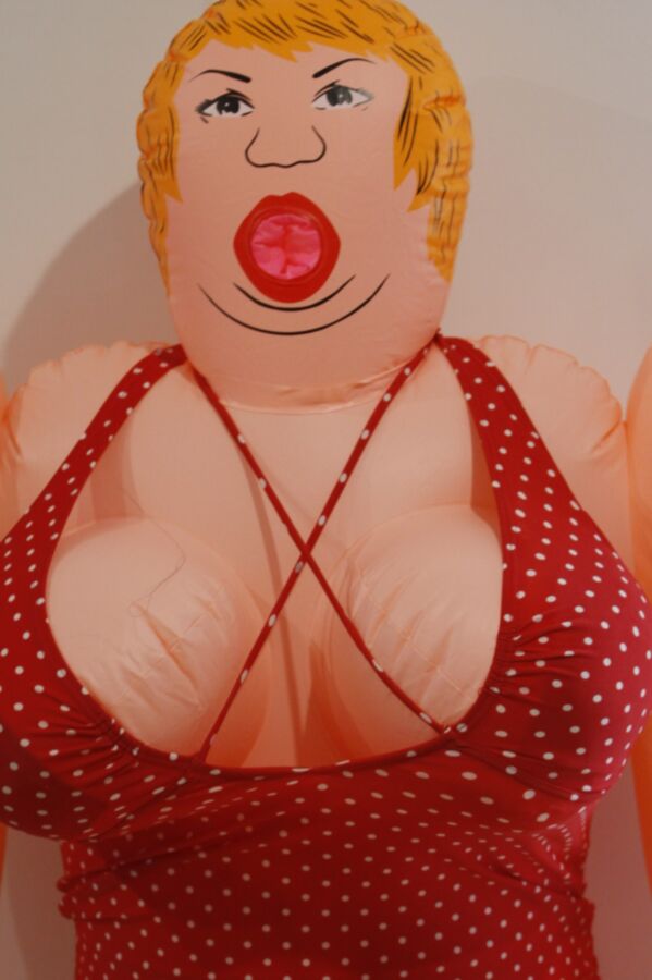 Fatty Patty love doll in red swimsuit.