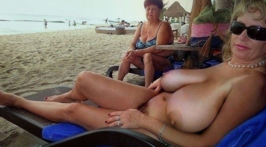 Retired prostitute naked on the beach â€“ Mature Porn Photo